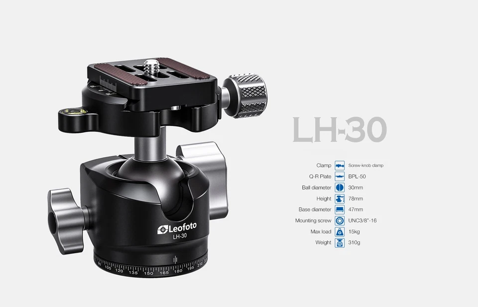 OPEN Leofoto LY-254C+LH-30 Y Shaped Center Column Carbon Fiber Tripod Kit - Image 4 of 4