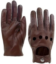 Mens Genuine Lambskin Leather Driving Gloves Large Burgundy-touch Screen