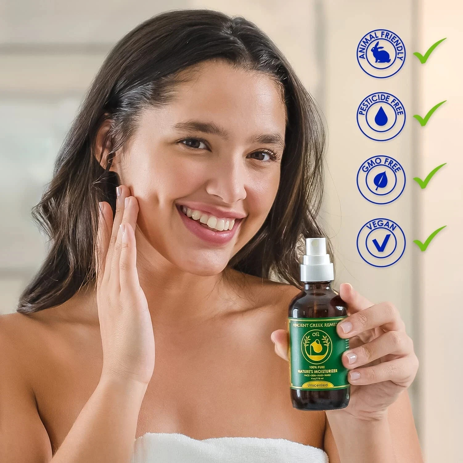Ancient Greek Remedy Unscented Organic Face and Body Oil Made of Olive, Almond