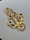 Vintage TRIFARI Gold Tone Blue Enamel Lucite Statement Anchor Pin Brooch — photo 5