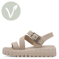 Tamaris Sandalette 28233 Taupe Beige - Vegan, Touch-it Fußbett, Römer-Style
