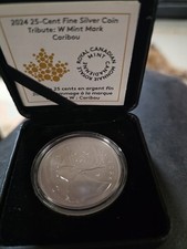 2024 Silver 1 oz Coin Canada Caribou 25c W Winnipeg Mint Mark w/Box COA
