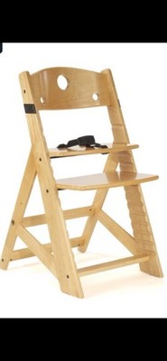 hauck Alpha Beige Wooden High Chair Adjustable Height, Footrest, Safety Harness