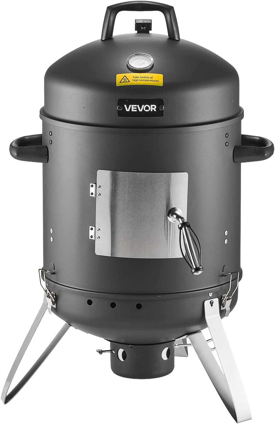16" Vertical Charcoal Smoker & BBQ Grill with Thermometer and 2 Grates
