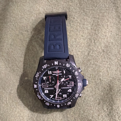 Breitling Endurance Chronograph Quartz Watch Black Dial, Blue Rubber Strap