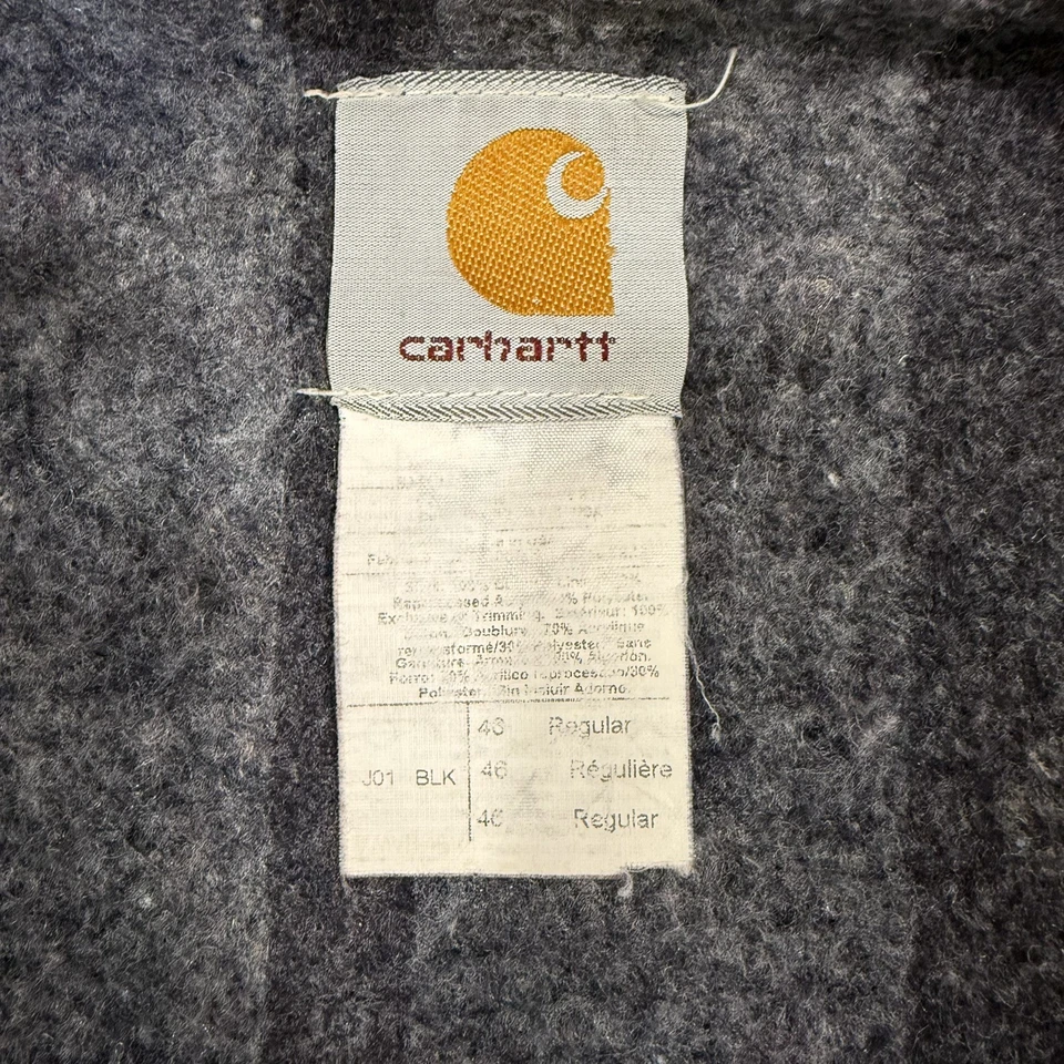 Men’s Carhartt Black Detroit Jacket Blanket Lined Corduroy Collar USA J01 46R    - Image 2 of 4