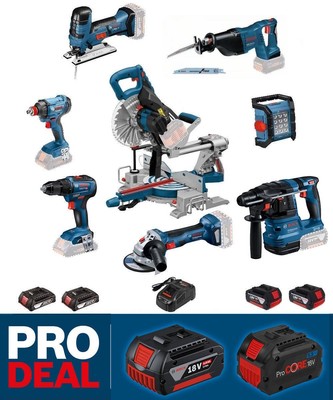 Bosch Professional Super-Set 18V GCM GSR GBH GWS GSA GST GLI GDX 4 bis 8 Akkus