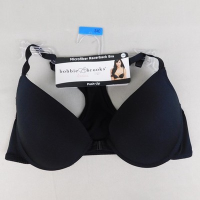 Bobbie Brooks Microfiber Racerback Push-Up Underwire Bra 34C, Black #9639
