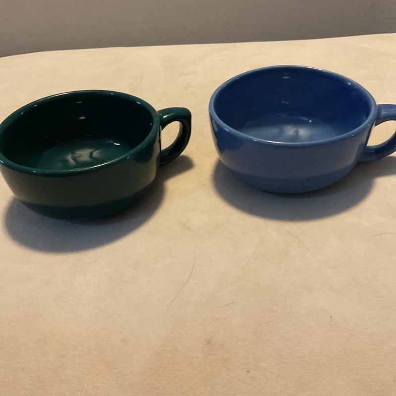 2 Vintage Bel-Terr China Porcelain Coffee Latte Tea Cup Mugs Blue,green