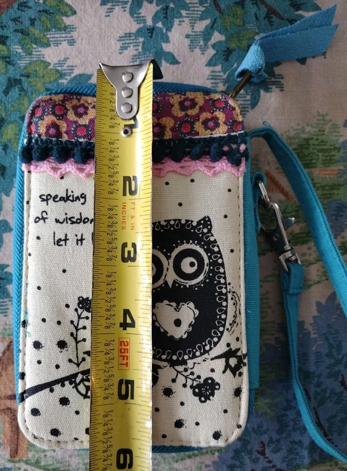 Cartera Vida Natural "Hablando Palabras de Sabiduría, Déjalo Ser" Búho Cremallera Muñequera Foto 4 de 4