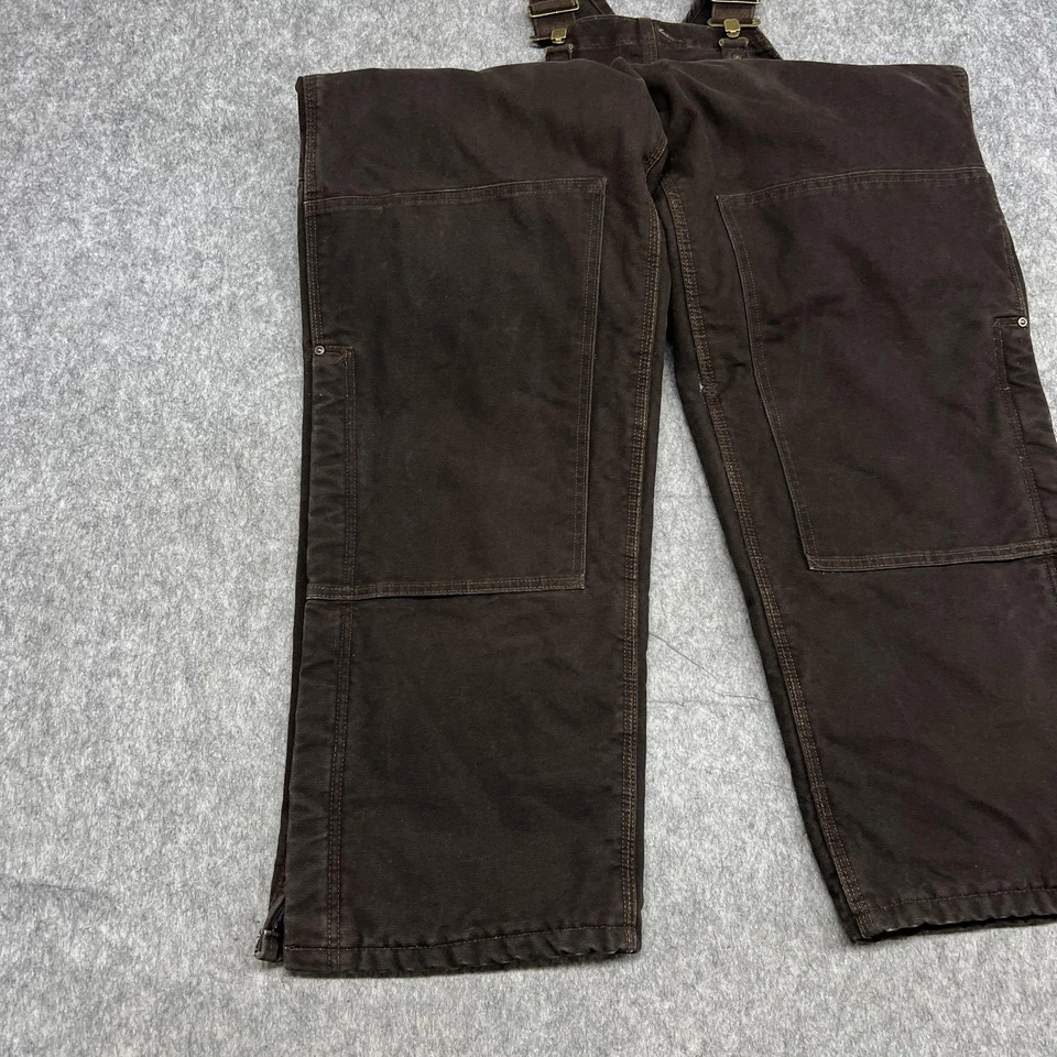 Mono con tirantes Carhartt para hombre 38x32 marrón pato acolchado forrado aislante doble rodilla Foto 4 de 4