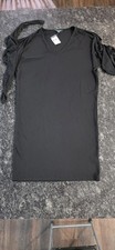 Lauren Ralph Lauren Black Jersey Sheath Dress V-Neck Tie Sleeves Medium