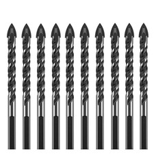 10 PCS 1/4 Inch Carbide Drill Bit Tile Glass Bits 3-Flats Shank...