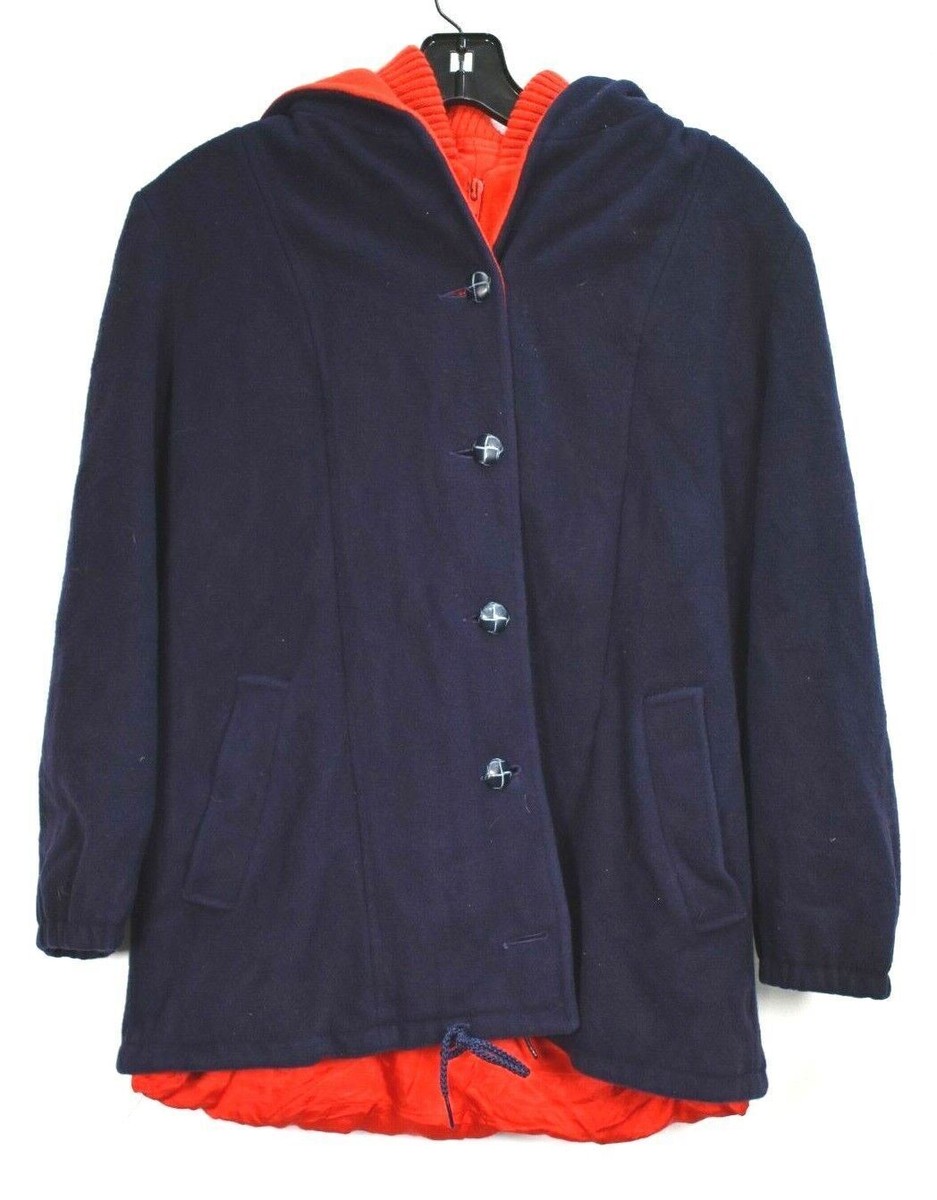 Authentic Mackintosh Womens Blue Red Long Sleeve Zip Button Wool