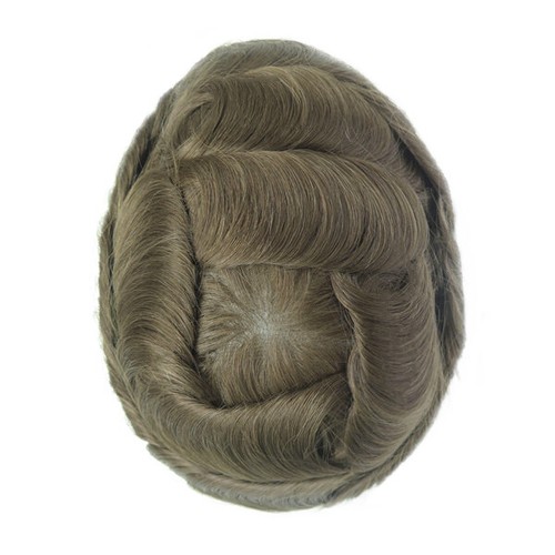 Mens Human Hair Replacement System Unit 0.08 Thin Skin Knotted Toupee Hair Piece - Picture 14 of 16