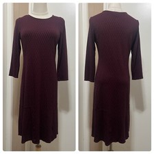 J. Jill Ponte Bordeaux Burgundy Diamond 3/4 Sleeve A-Line Shift Dress Size XS