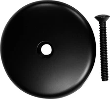 Westbrass 3-1/8" Single Hole Overflow Face Plate and Screw, Matte Black, D328-62