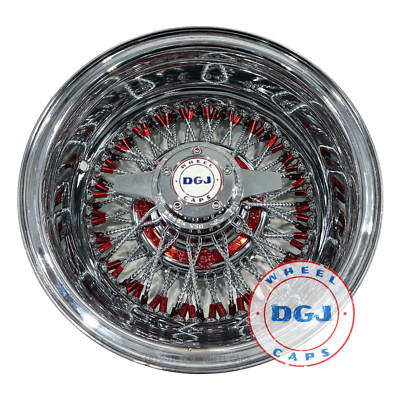 DGJ WHEELS 13x7 Rev 72 Diamond Spoke Candy Red Nip+Hub Ring