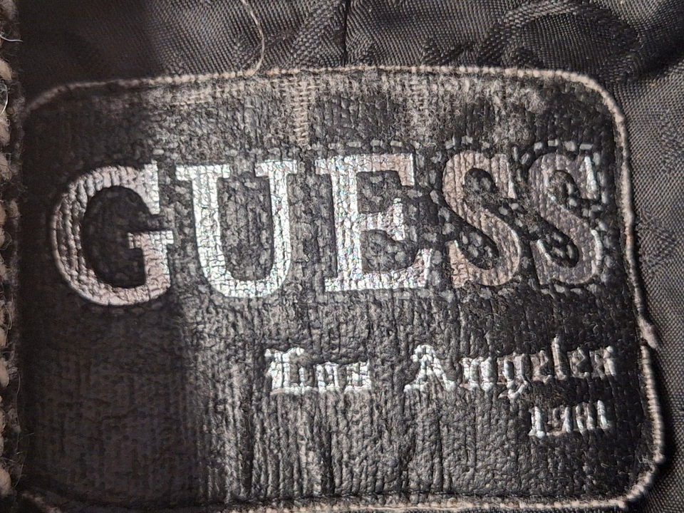 Guess Womens MEDIUM Wool Blend Tweed Trench Coat Overcoat Black & White