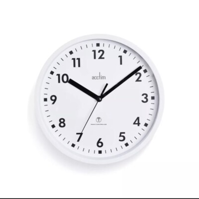 Acctim Nardo Radio Controlled Wall Clock Watch Clock 200mm White 74662