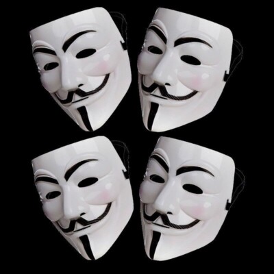 24 x ANONYMOUS HACKER V FOR VENDETTA GAME MASTER GESICHTSMASKE KOSTÜM HALLOWEEN