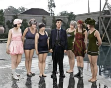 8x10 Print Buster Keaton Surrounded by Hollywood Starlets 1920's Colorized #STRK