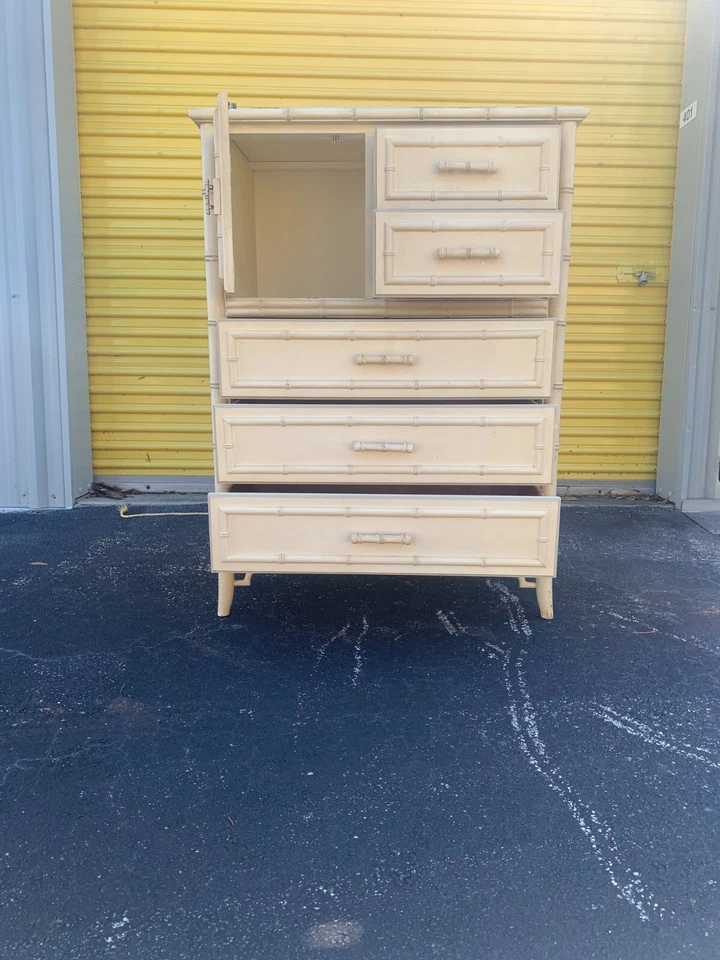 Dixie Aloha Faux Bamboo 5 drawers Chest Chinese Chippendale - Image 3 of 4