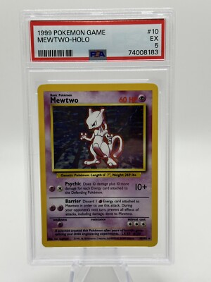 Pokemon Mewtwo HOLO PSA 5 #10/102 BASE SET 1999 POKEMON HOLO SLAB