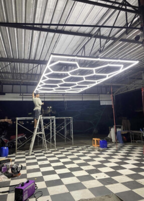 14 Sechseck LED Beleuchtung Autowäsche Detail Haus Garage Werkstatt Einzelhandel