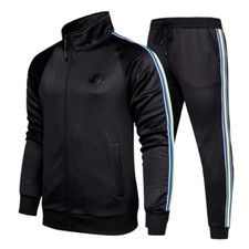 Men's Athletic Sweater Tracksuit Casual 2 Piece Sport Pants Jacket Suit Set