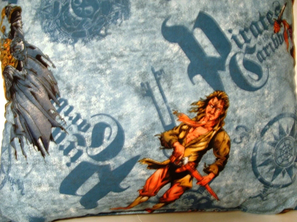Disney Piratas del Caribe, Logo, Piratas, Almohada de Algodón Estampado Completo Nueva Foto 3 de 4