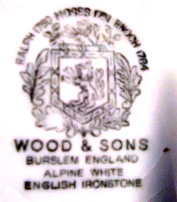 Wood & Sons~Burslem England Alpine White English Ironstone Plate