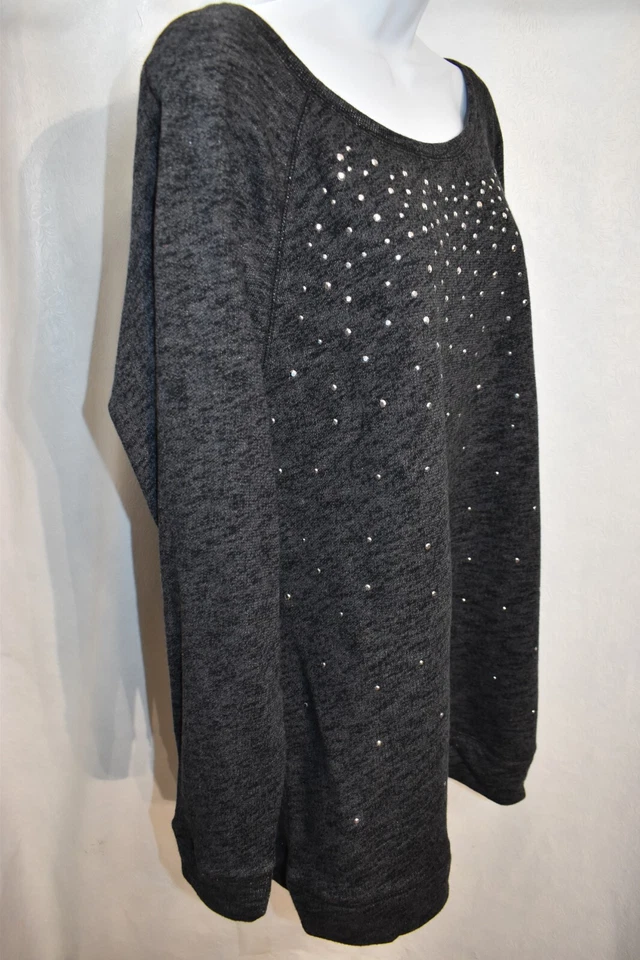 Sudadera Lane Bryant Top Negra Carbón Con Cuentas Talla 14/16 Foto 3 de 4