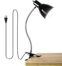 Eye-Caring Desk Lamp 360  Gooseneck Clip Reading Light for Bedroom Office Black
