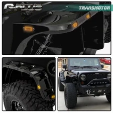 4PCS FIT FOR 07-18 JEEP WRANGLER JK POCKET RIVET STYLE FENDER FLARES W/LED SIDE
