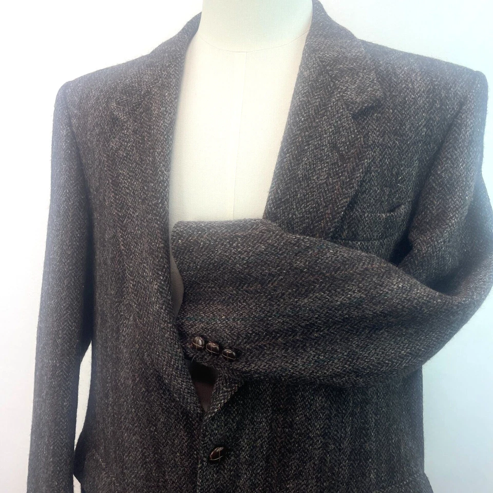 Vintage Harris Tweed Sport Coat 42R Jacket Wool Brown Multicolor 90s Moores Foto 4 de 4