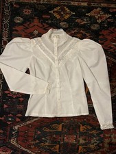 1970s Gunne Sax Vintage White Puff Sleeve Blouse Victorian Inspired Jessica's