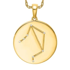 925 Sterling Silver Gold Plated CZ Libra Zodiac Necklace