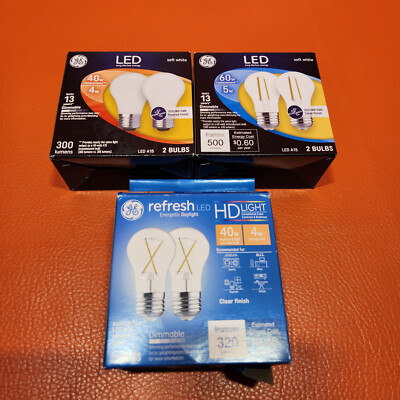 GE LED And Refresh 40W And 60W Daylight And Soft White A15 Ceiling Fan 6 Bulbs