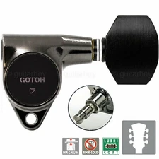 NEW Gotoh SG301-EN07 MG L3+R3 LOCKING Tuners Set EBONY Buttons 3x3 - COSMO BLACK