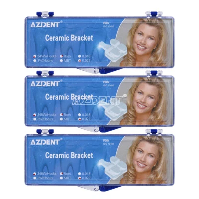 UK AZDENT staffa ortodontica dentale ceramica staffe Roth MBT 0,022/018 ganci 345