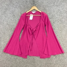 NEW Aria Cove Womens Top Size 6 Pink Tie Front Long Sleeve V-Neck 42905