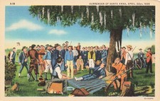 Surrender of General Santa Anna Texas 1935 Curt Teich PC