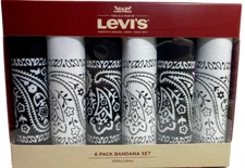 Levi’s 6 Bandana Set Black and White Headband 100% Cotton