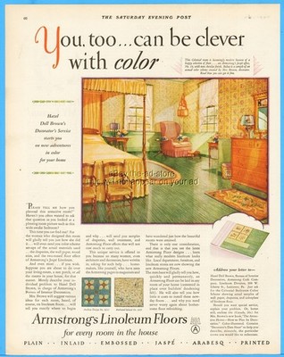 1928 Armstrong Linoleum Lancaster PA Flooring Attic Hazel Dell Brown bedroom ad