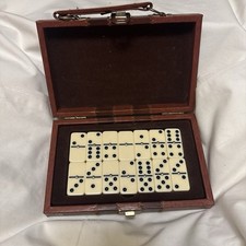 Vintage Double Six Domino 28pc Brass Spinners...