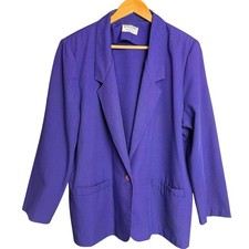 Vintage Alfred Dunner Purple Blazer Womens 14 USA Made 80s 90s