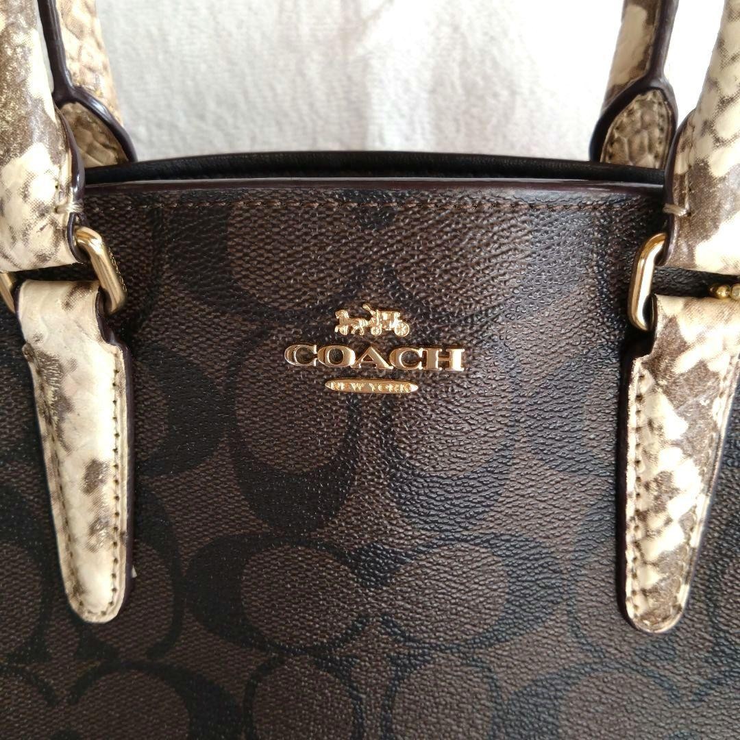 COACH Brown Python Signature Handbag Shoulder Sna… - image 3
