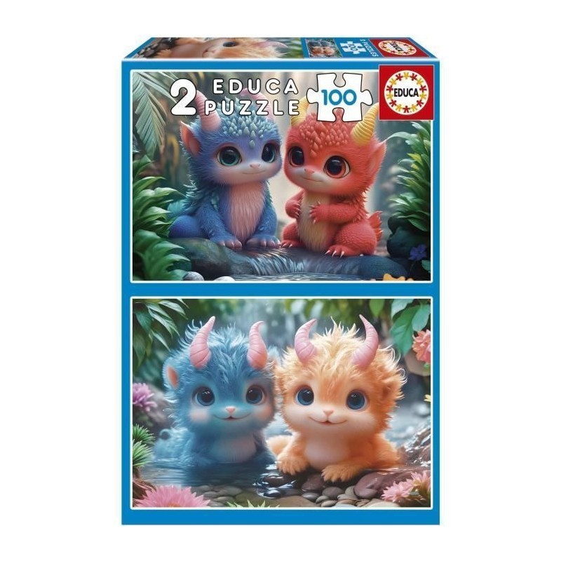 Puzzle 2 x 100 pièces Educa Monstres Mignons pour enfants dès 6 ans