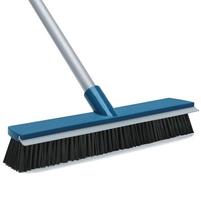 16-Inch Push Broom Outdoor with Squeegee and 58'' Long Handle, 2 in 1 Commerci...